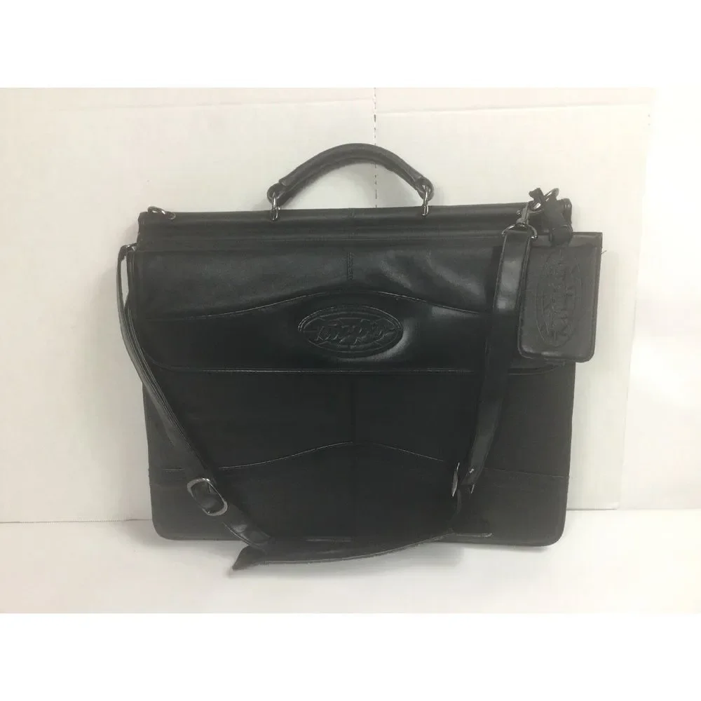 Terrapin Deluxe Black Leather‎ Messenger Bag Mobile Office Briefcase Business